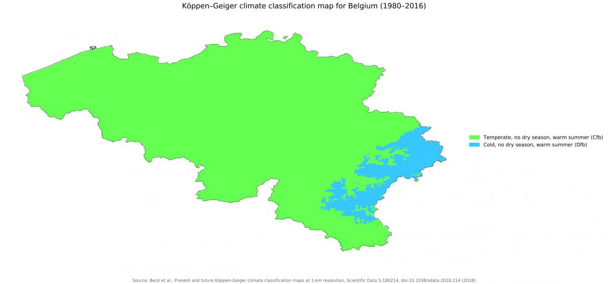 Mapa de temperatura de Bélgica