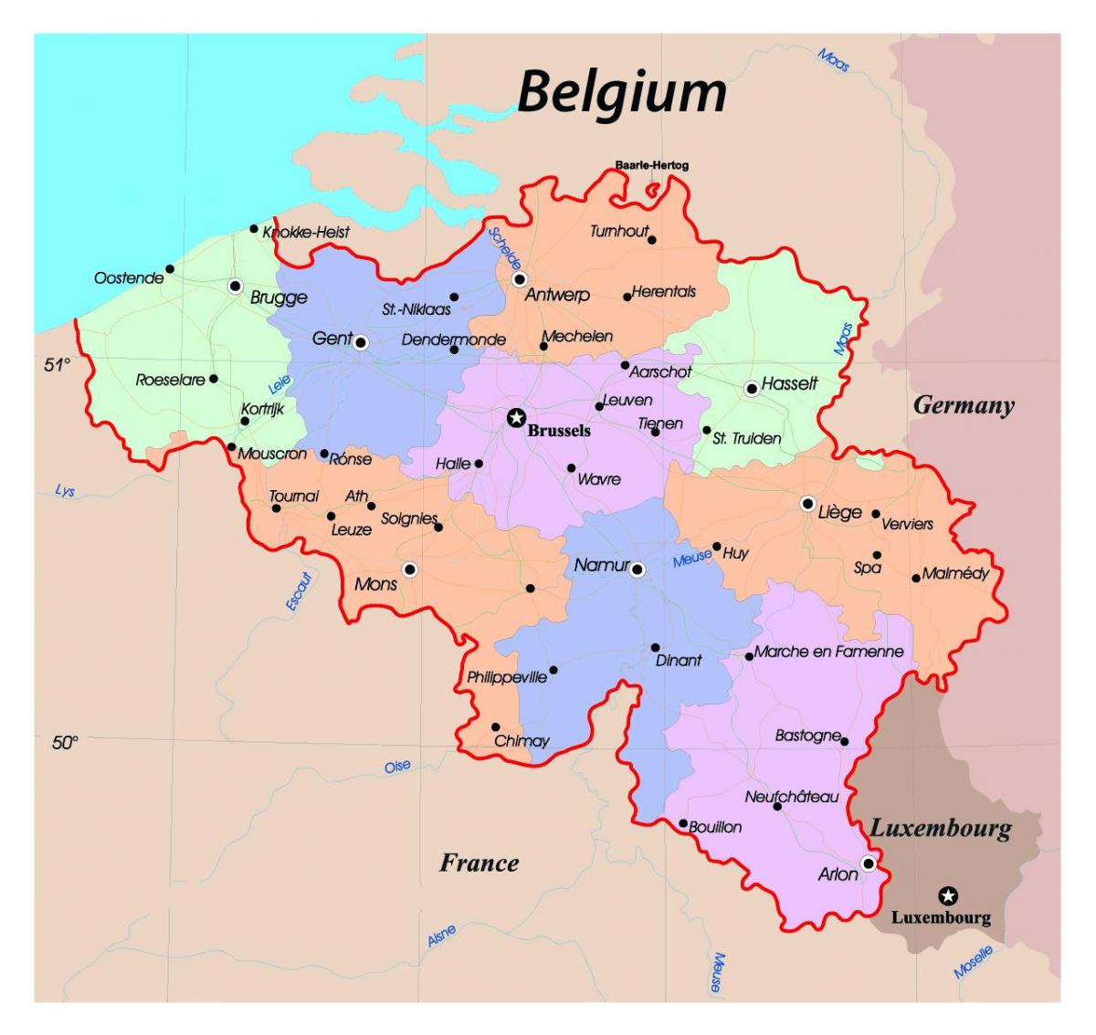 Mapa administrativo de Bélgica