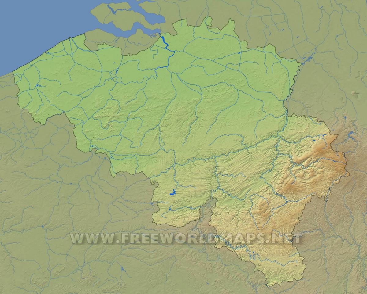 Mapa topográfico de Bélgica