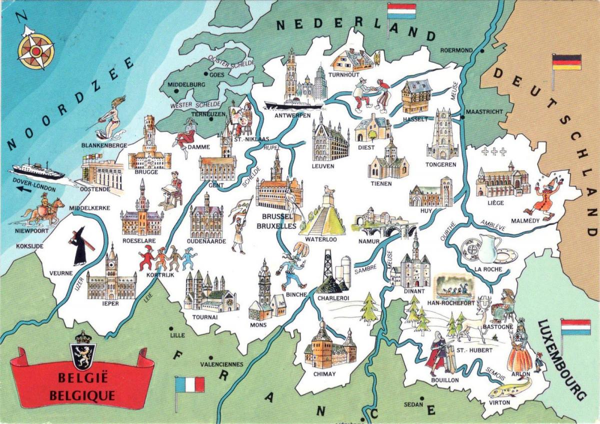 Mapa de viaje de Bélgica